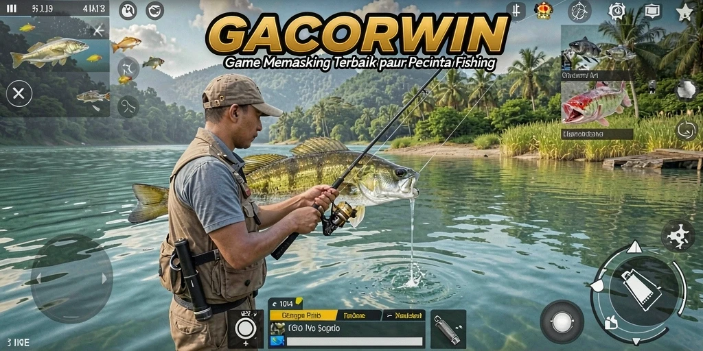Screenshot gameplay GACORWIN menampilkan aksi memancing yang menarik.