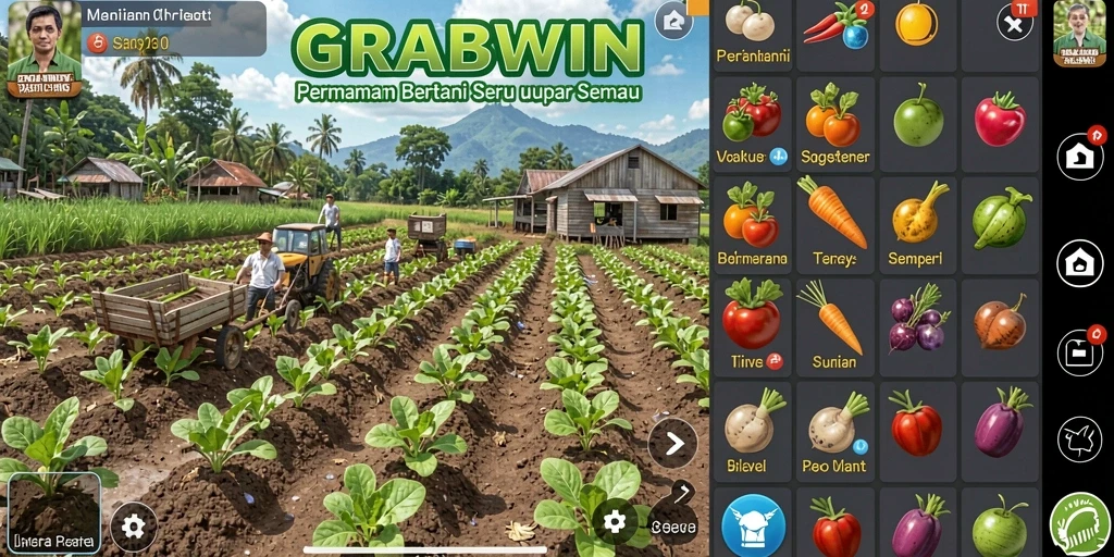 Tampilan gameplay bertani yang menarik di GRABWIN.