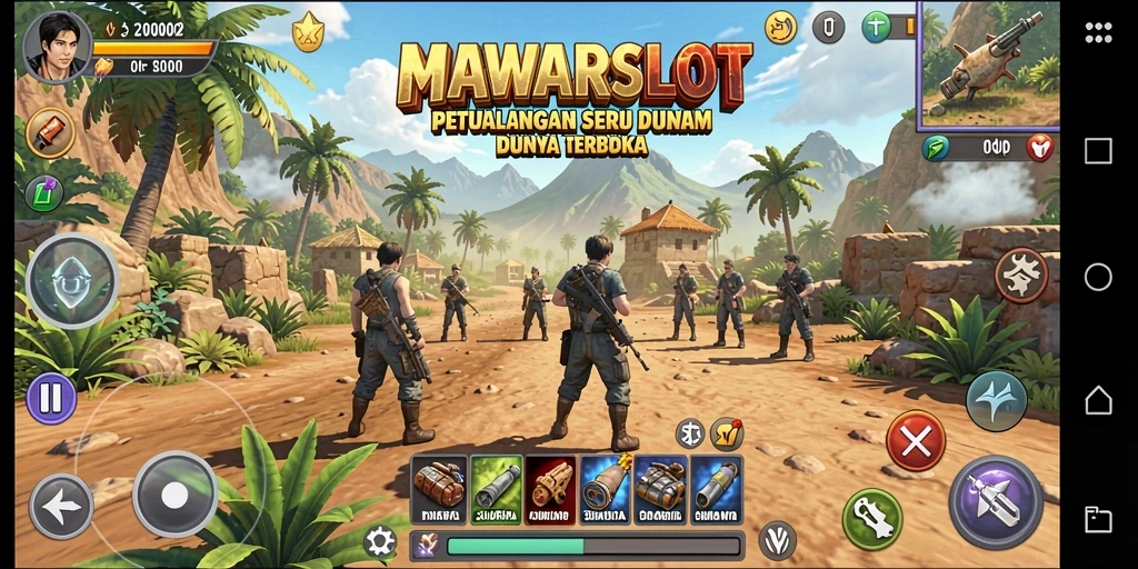 Screenshot gameplay MAWARSLOT yang menampilkan petualangan di dunia terbuka.