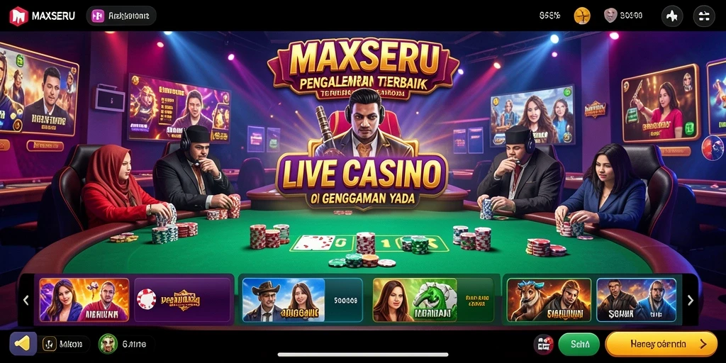 Tampilan gameplay Live Casino yang mendebarkan di aplikasi MAXSERU.