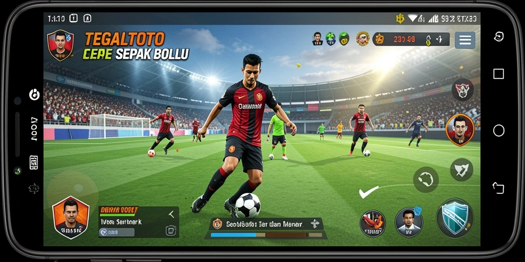 Tampilan gameplay seru dalam TEGALTOTO dengan aksi sepak bola nyata.