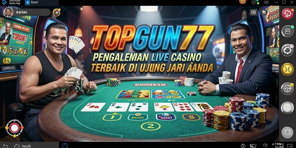 Tampilan utama gameplay Live Casino TOPGUN77 dengan dealer profesional.